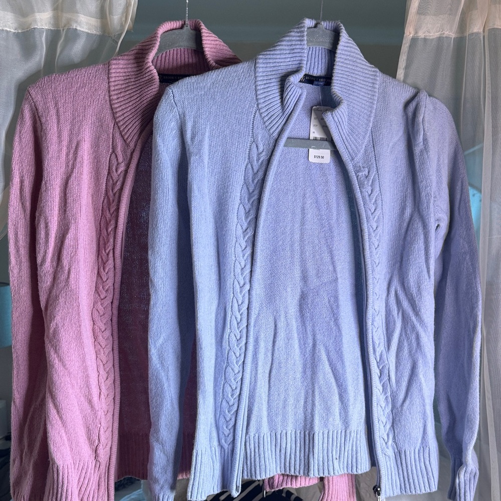 Brooks Brothers Pink and Blue Cable Knit Cardigans